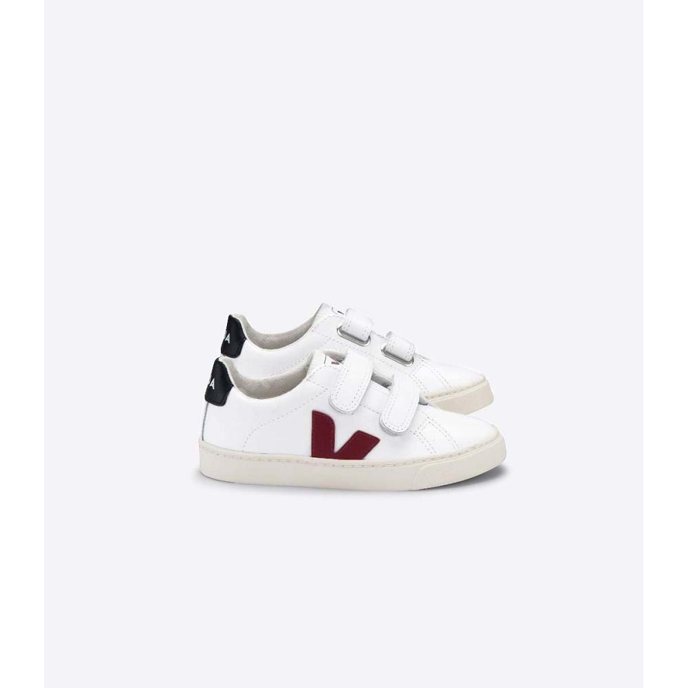 Veja ESPLAR LEATHER Sneakers Kinderen White/Black/Red | NL 819MQZ